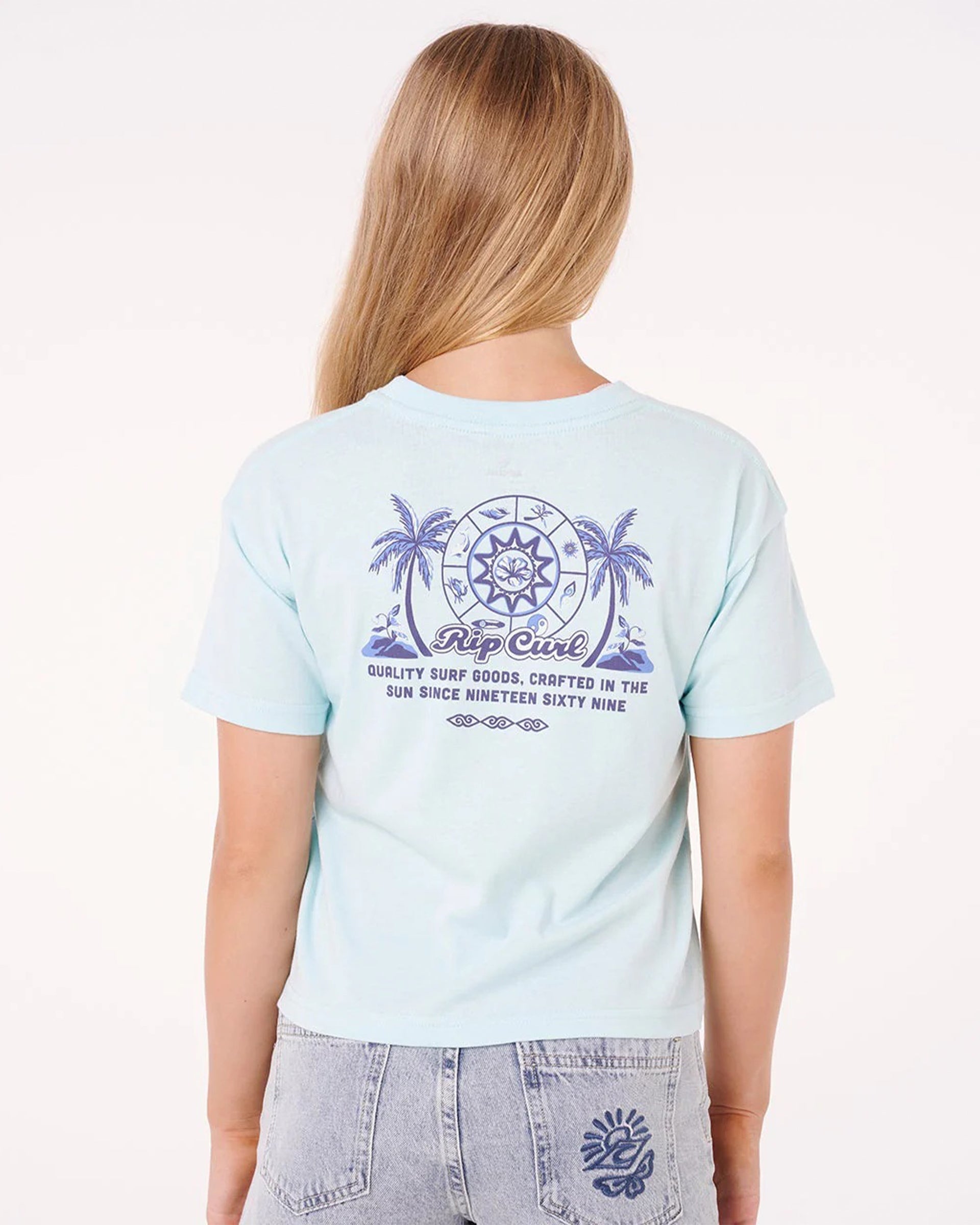 Rip Curl Girl's (8-16) Paradise Club Element Short Sleeve T-Shirt - Sky Blue