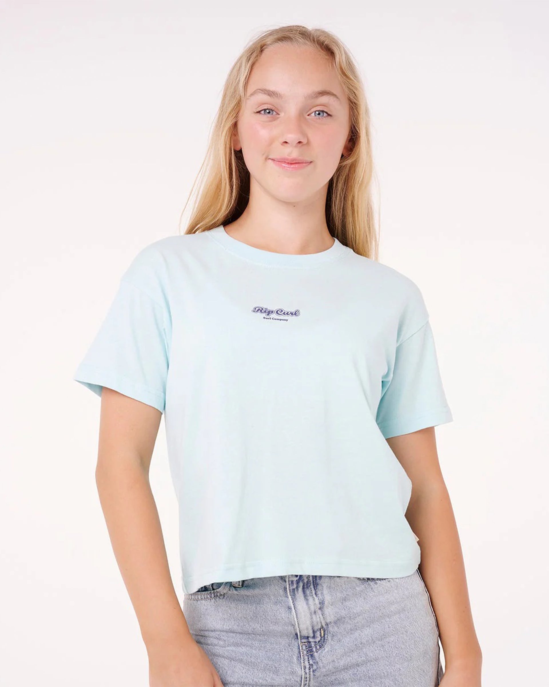 Rip Curl Girl's (8-16) Paradise Club Element Short Sleeve T-Shirt - Sky Blue