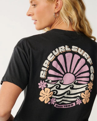 Rip Curl Women's Party Wave Relaxed Tee - Washed Black