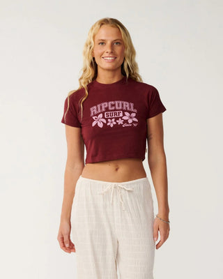 Rip Curl Women's Retro Swell Baby Short Sleeve T-Shirt - Dark Plum
