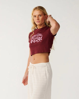 Rip Curl Women's Retro Swell Baby Short Sleeve T-Shirt - Dark Plum