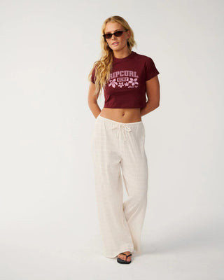 Rip Curl Women's Retro Swell Baby Short Sleeve T-Shirt - Dark Plum