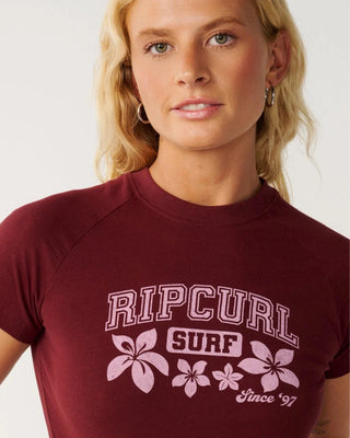 Rip Curl Women's Retro Swell Baby Short Sleeve T-Shirt - Dark Plum