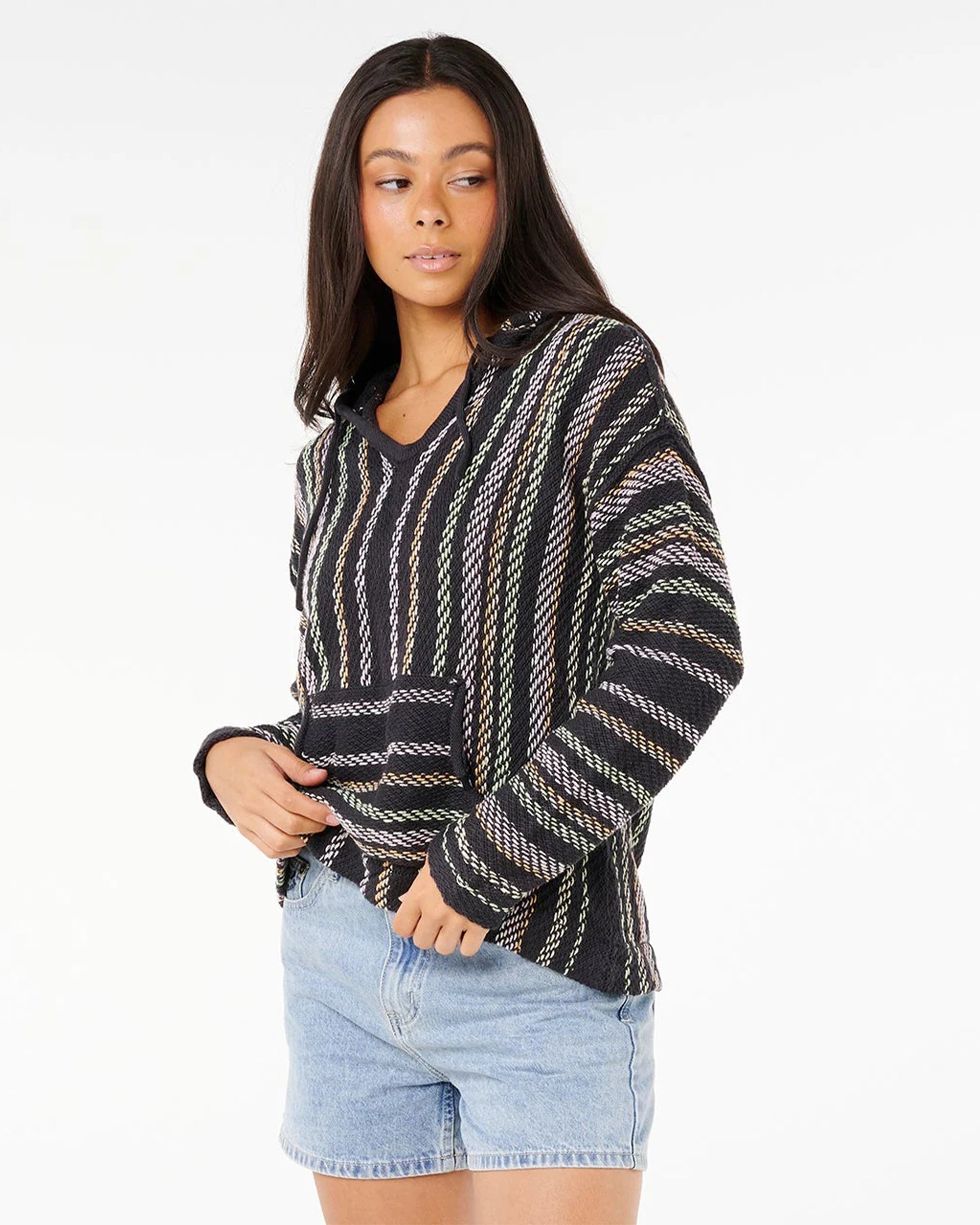 Rip Curl Women's Revival Knit Poncho - Washed Black