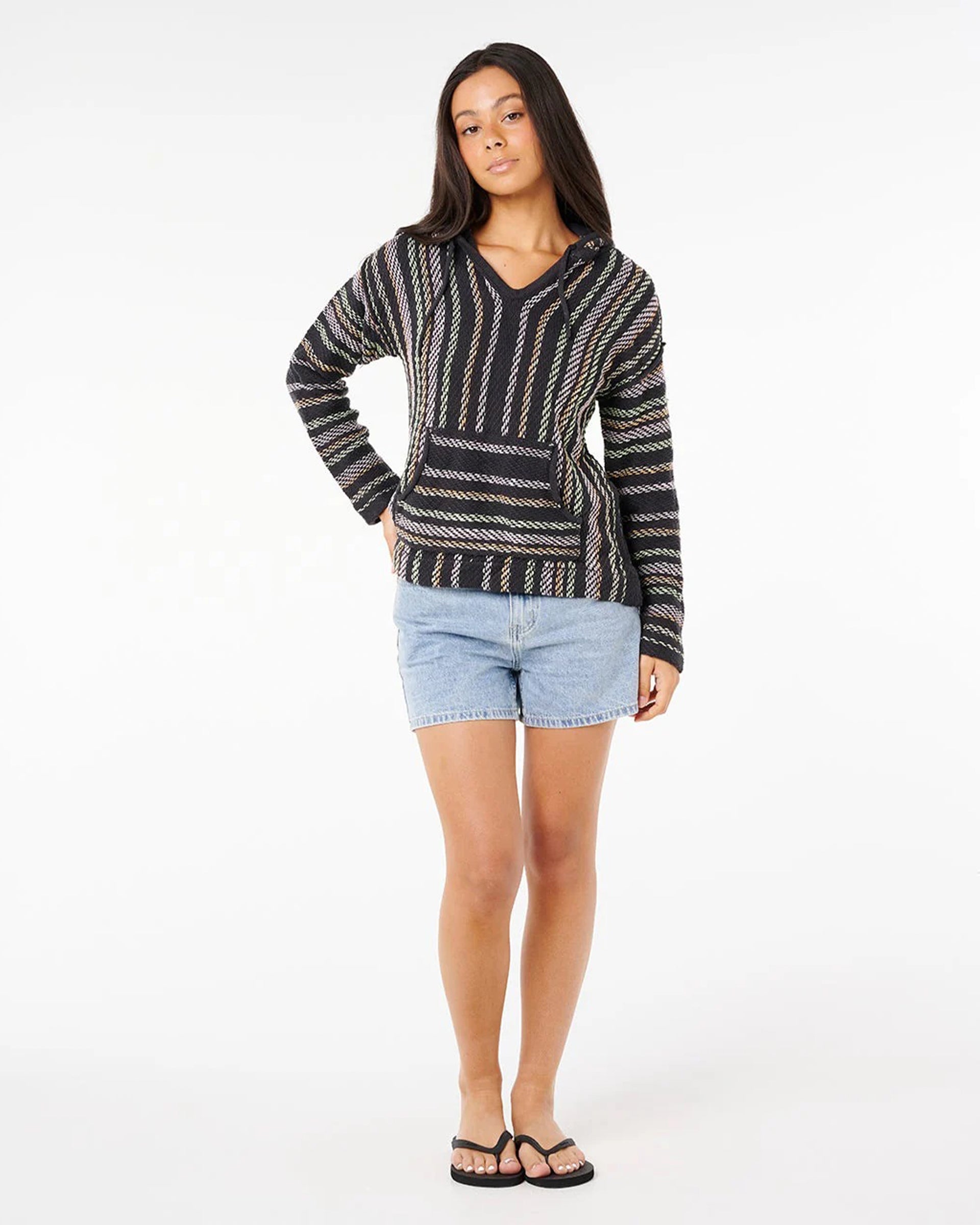Rip Curl Women's Revival Knit Poncho - Washed Black