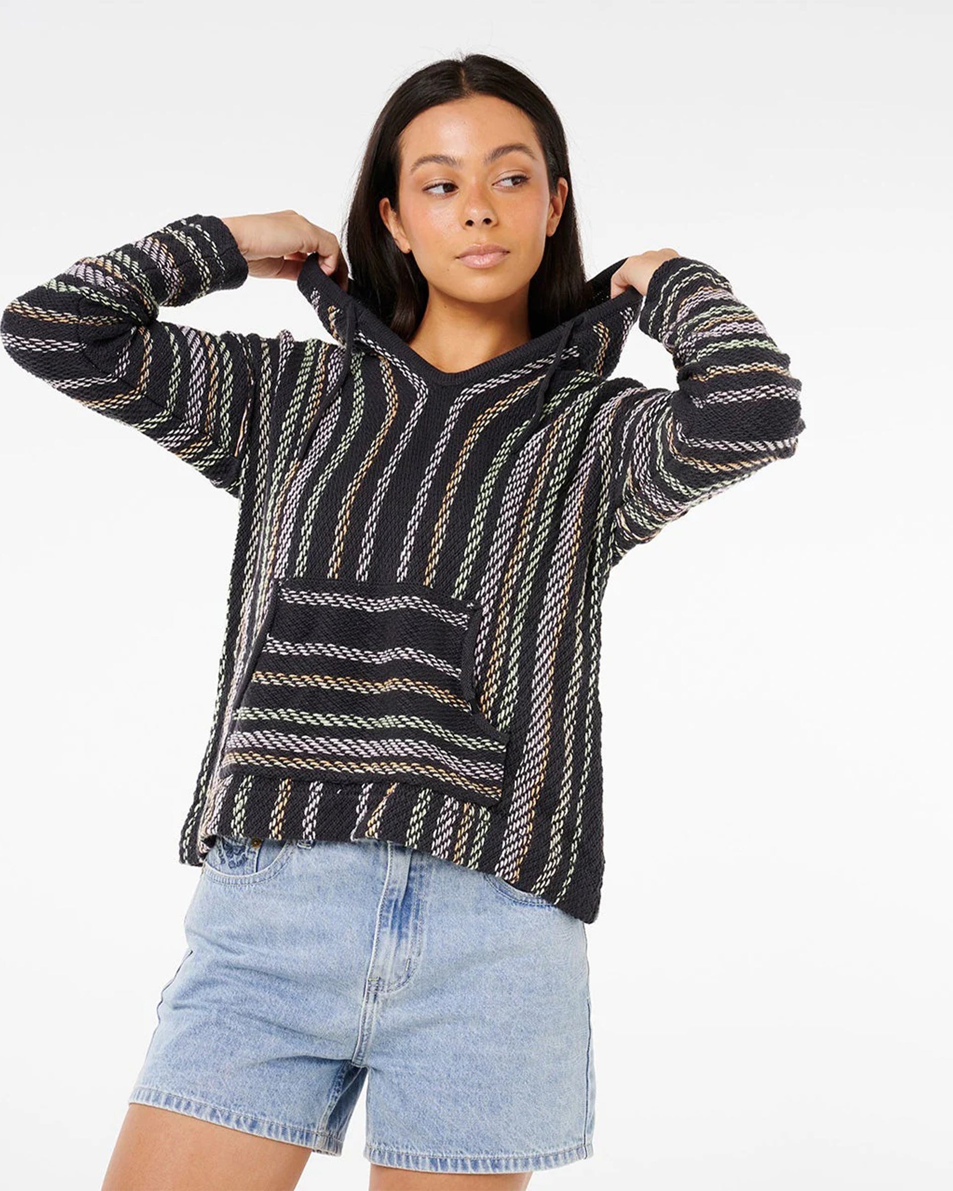 Rip Curl Women's Revival Knit Poncho - Washed Black