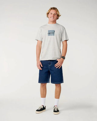 Rip Curl Rip Script Icon Short Sleeve T-Shirt - Grey Marle