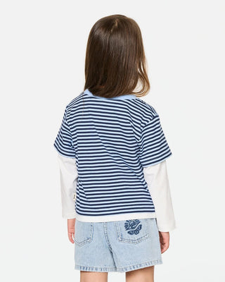 Rip Curl Girl's (1-8) Road Trip Stripe Tee - Sky Blue