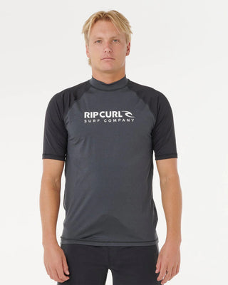 Rip Curl Shock UPF50 Short Sleeve Rash Ves - Black Marle