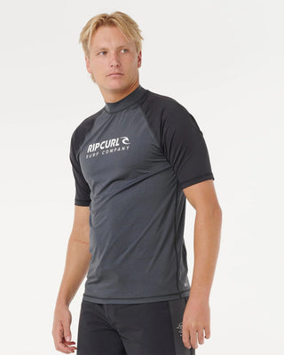 Rip Curl Shock UPF50 Short Sleeve Rash Ves - Black Marle