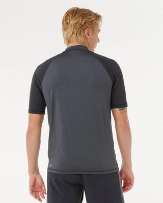 Rip Curl Shock UPF50 Short Sleeve Rash Ves - Black Marle