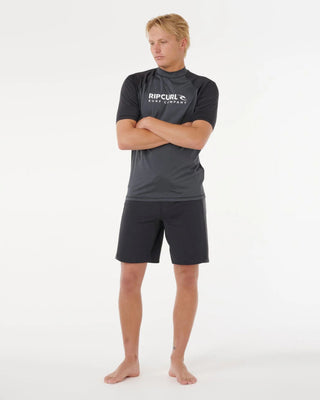 Rip Curl Shock UPF50 Short Sleeve Rash Ves - Black Marle