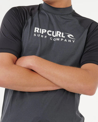 Rip Curl Shock UPF50 Short Sleeve Rash Ves - Black Marle