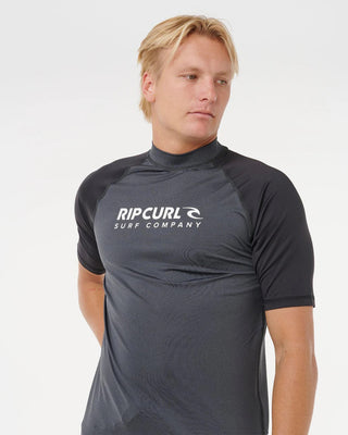 Rip Curl Shock UPF50 Short Sleeve Rash Ves - Black Marle
