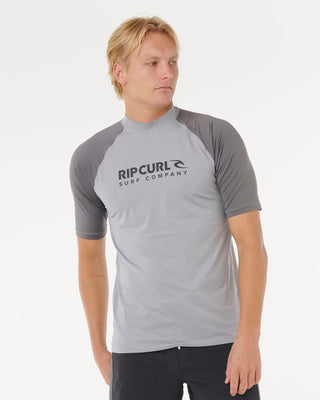 Rip Curl Shock UPF50 Short Sleeve Rash Ves - Grey Marle