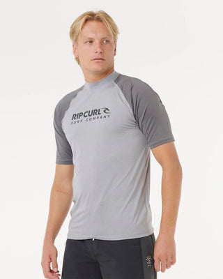Rip Curl Shock UPF50 Short Sleeve Rash Ves - Grey Marle