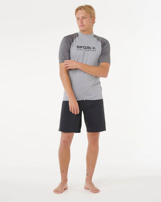 Rip Curl Shock UPF50 Short Sleeve Rash Ves - Grey Marle