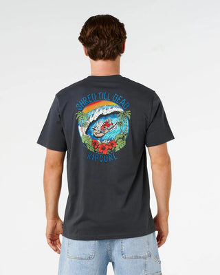 Rip Curl Shred Til Dead Relaxed Short Sleeve T-Shirt - Washed Black
