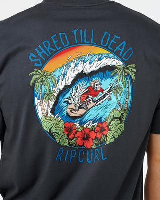 Rip Curl Shred Til Dead Relaxed Short Sleeve T-Shirt - Washed Black