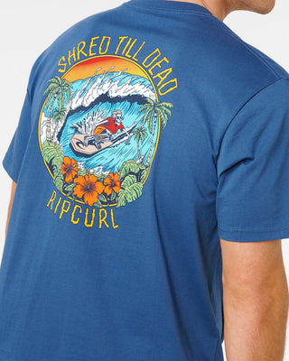 Rip Curl Shred Til Dead Relaxed Short Sleeve T-Shirt - Light Navy