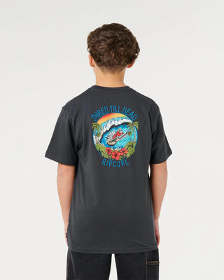 Rip Curl Boy's Shred Til Dead Short Sleeve T-Shirt - Washed Black