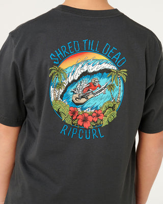 Rip Curl Boy's Shred Til Dead Short Sleeve T-Shirt - Washed Black