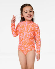 Rip Curl Girl's (0-6) Sun And Swell Long Sleeve Surfsuit - Mandarin