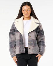 Rip Curl Women's Sunset Luau Check Shacket - Washed Black