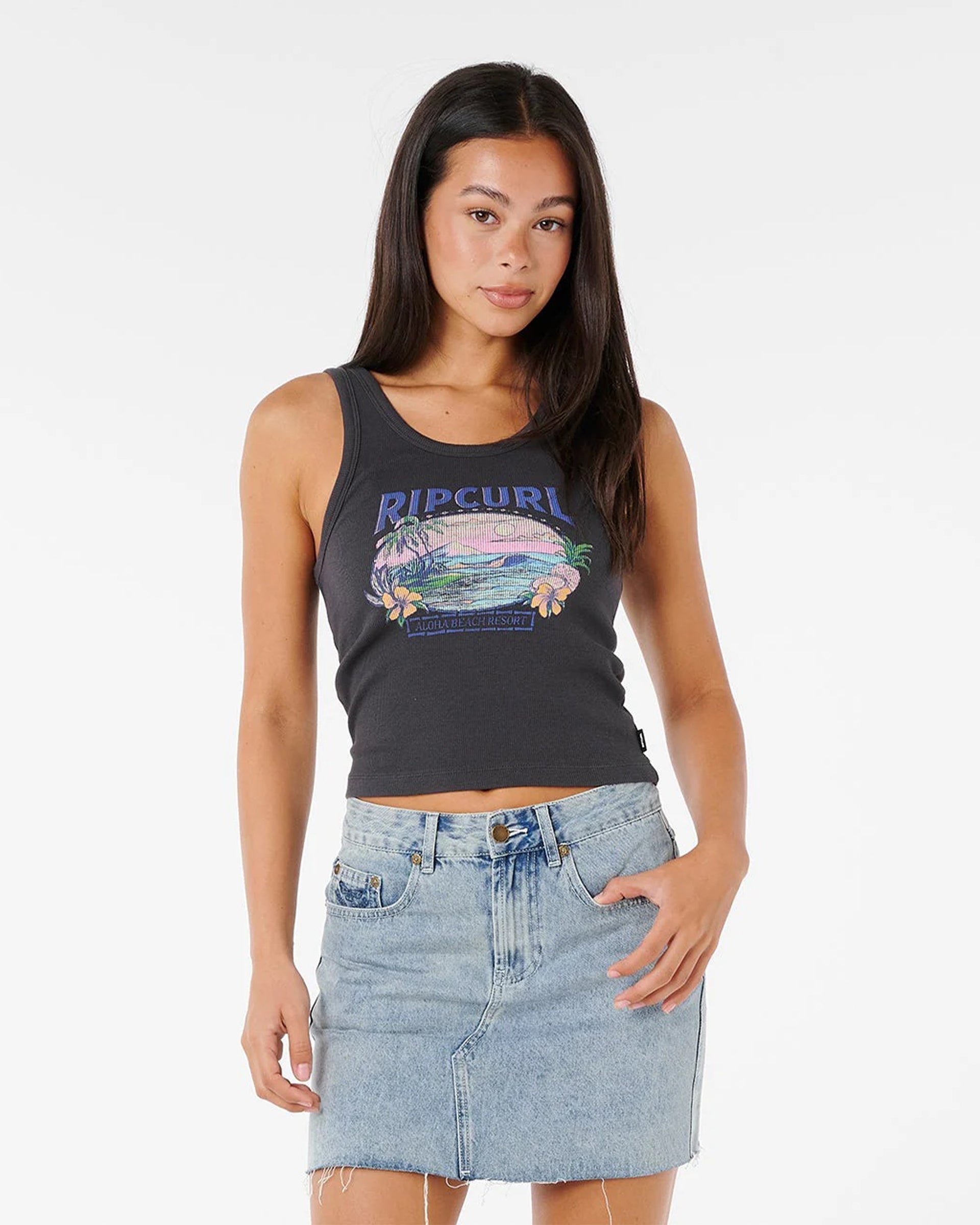Rip Curl Women's Sunset Ribbed Tank - Washed Black