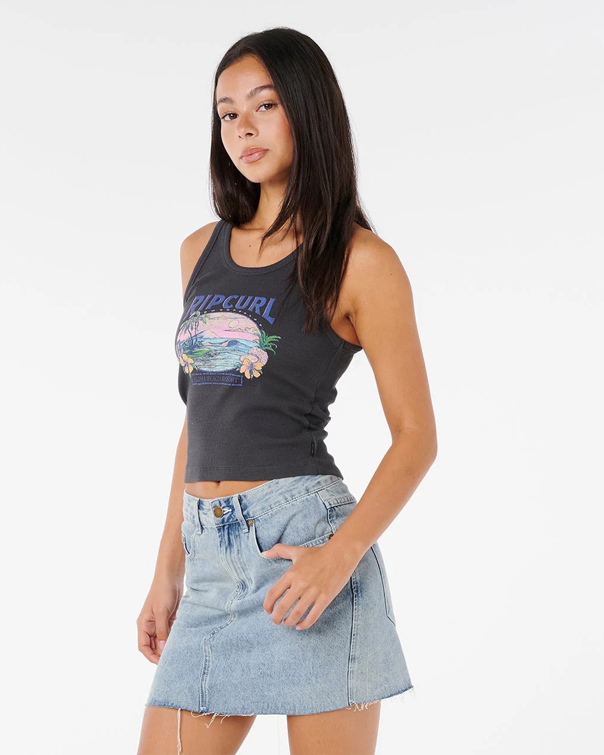 Sunset Ribbed Tank - Washed Black – Jack's Surfboards