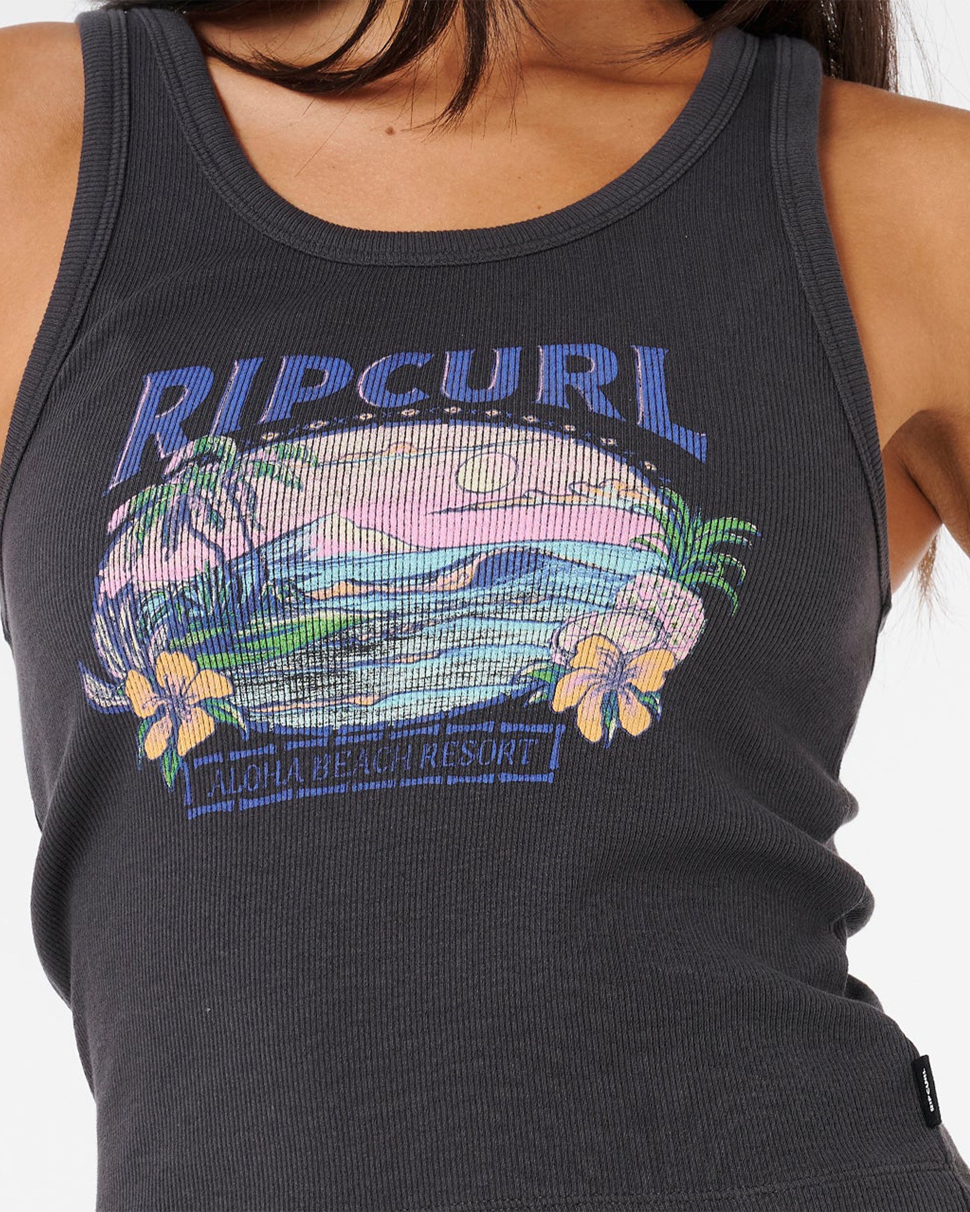 Sunset Ribbed Tank - Washed Black – Jack's Surfboards