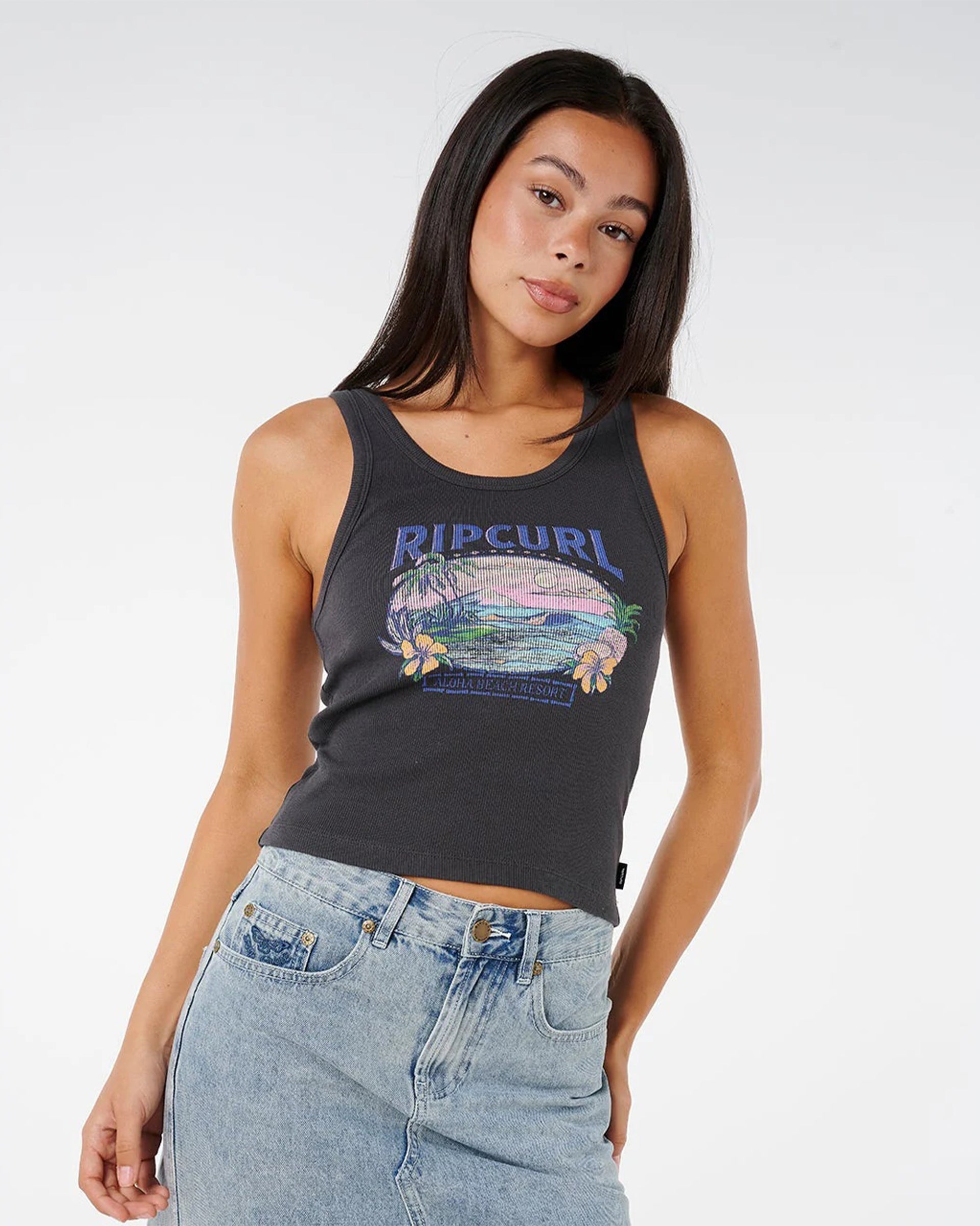 Sunset Ribbed Tank - Washed Black – Jack's Surfboards