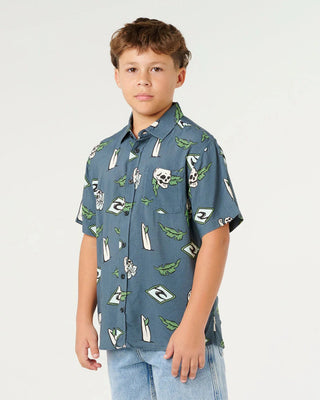 Rip Curl Boy's (8-16) Sunset Sesh Short Sleeve Shirt - Pine Night