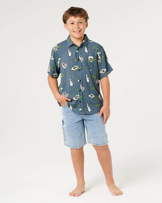 Rip Curl Boy's (8-16) Sunset Sesh Short Sleeve Shirt - Pine Night
