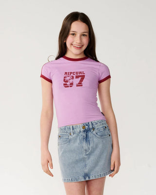 Rip Curl Girl's (8-16) Surf 97 Fitted Tee - Lilac
