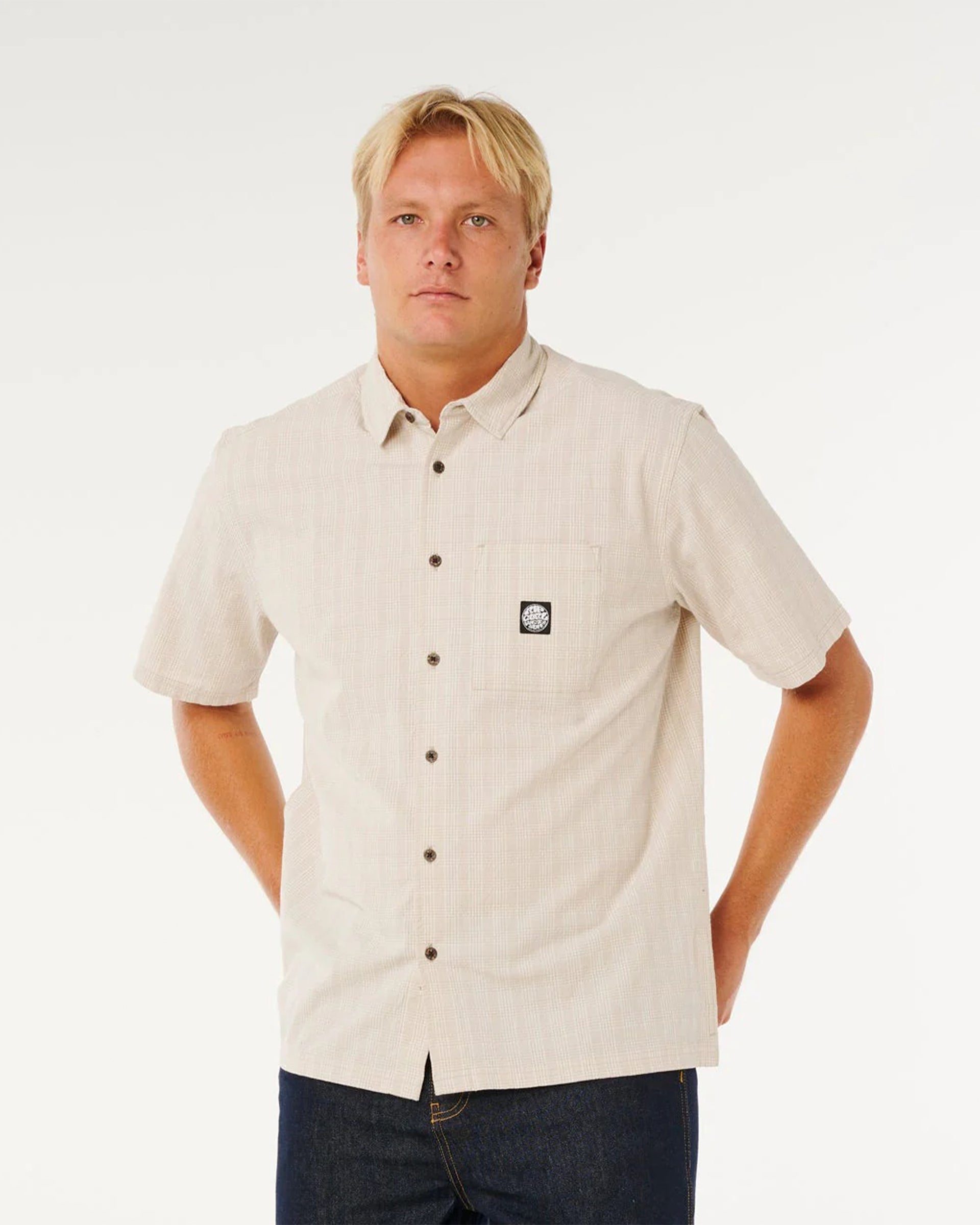 Rip Curl Premium Surf Check Short Sleeve Shirt - Bone