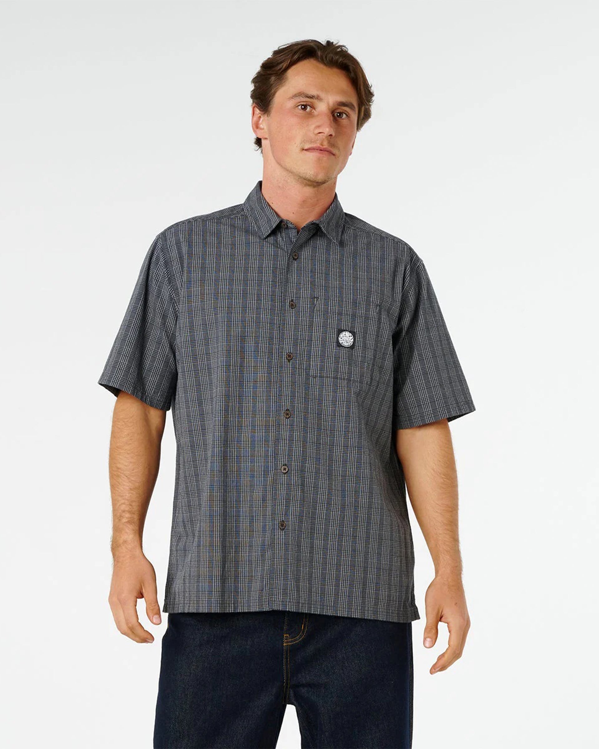 Rip Curl Premium Surf Check Short Sleeve Shirt - Black