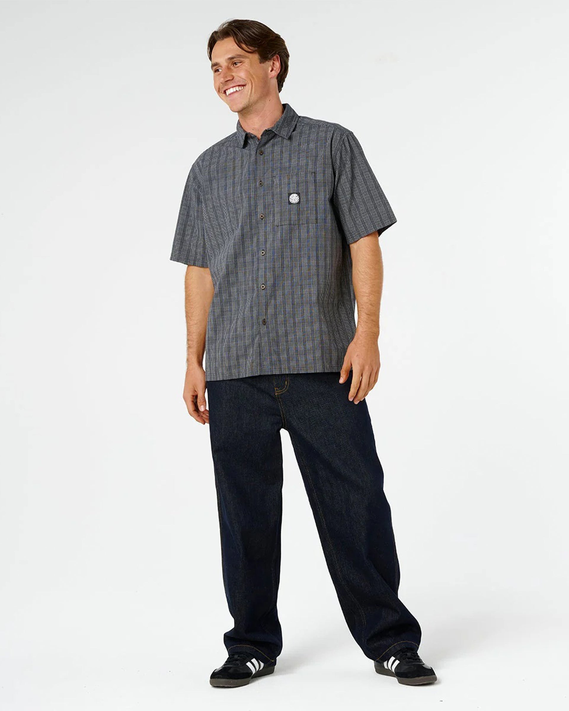 Rip Curl Premium Surf Check Short Sleeve Shirt - Black