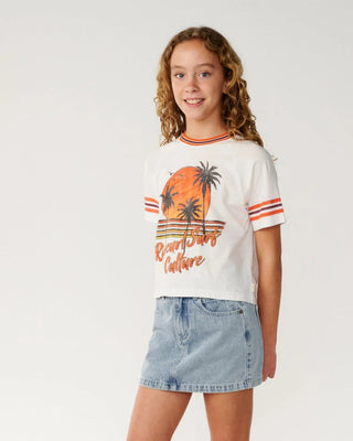 Rip Curl Girl's (8-16) Surf Culture Crop Tee - Bone