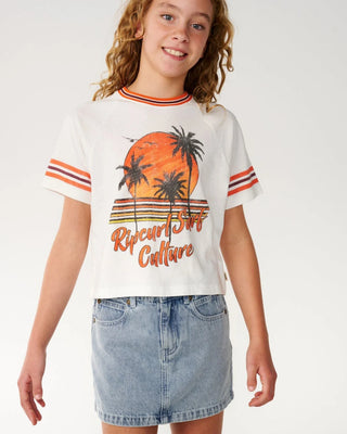 Rip Curl Girl's (8-16) Surf Culture Crop Tee - Bone