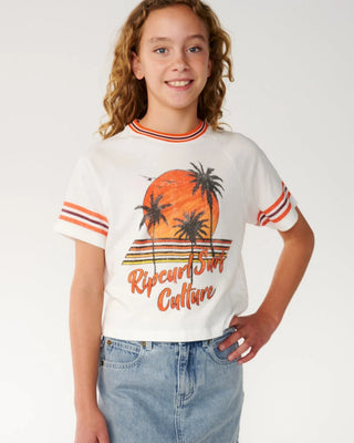 Rip Curl Girl's (8-16) Surf Culture Crop Tee - Bone