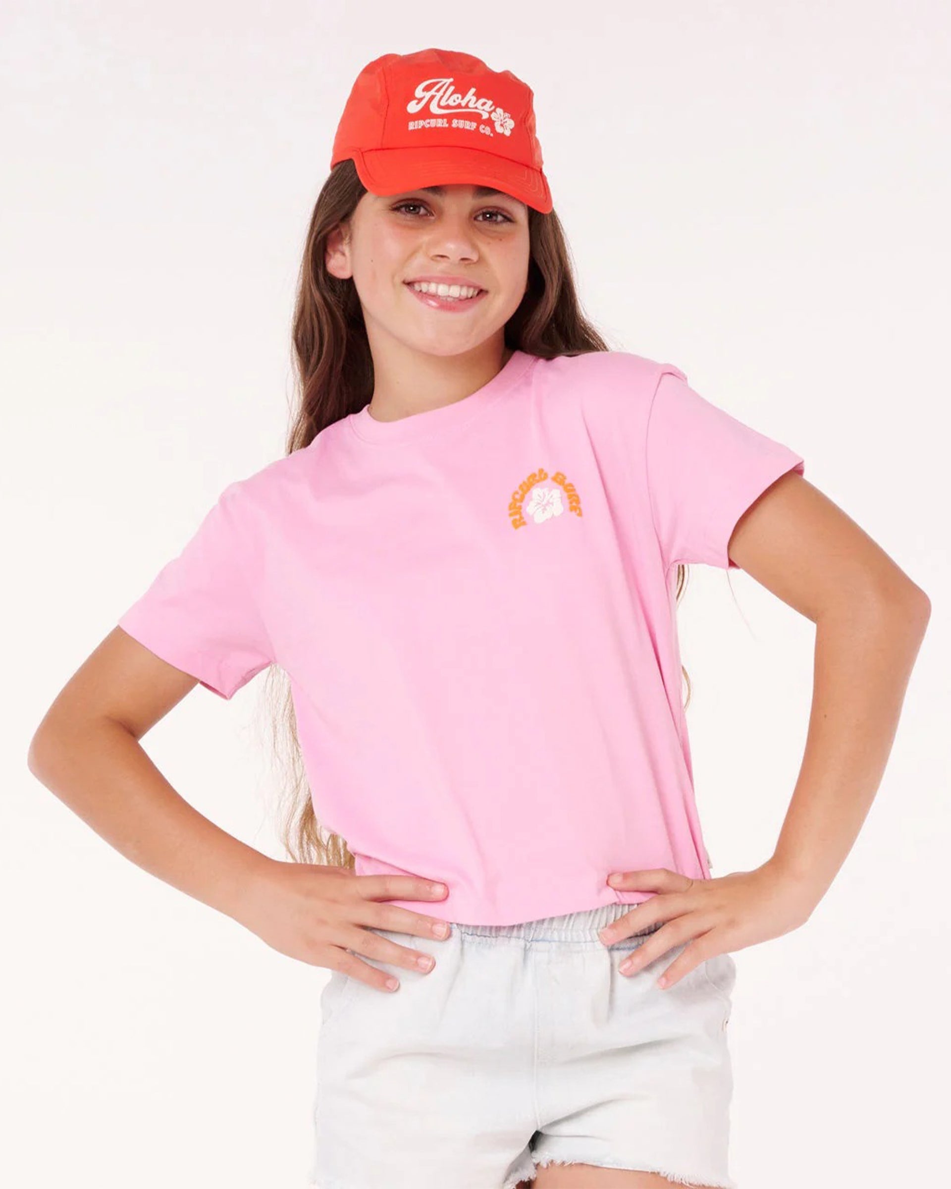 Rip Curl Girl's (8-16) Surf Puff Baby Crop Tee - Bright Pink