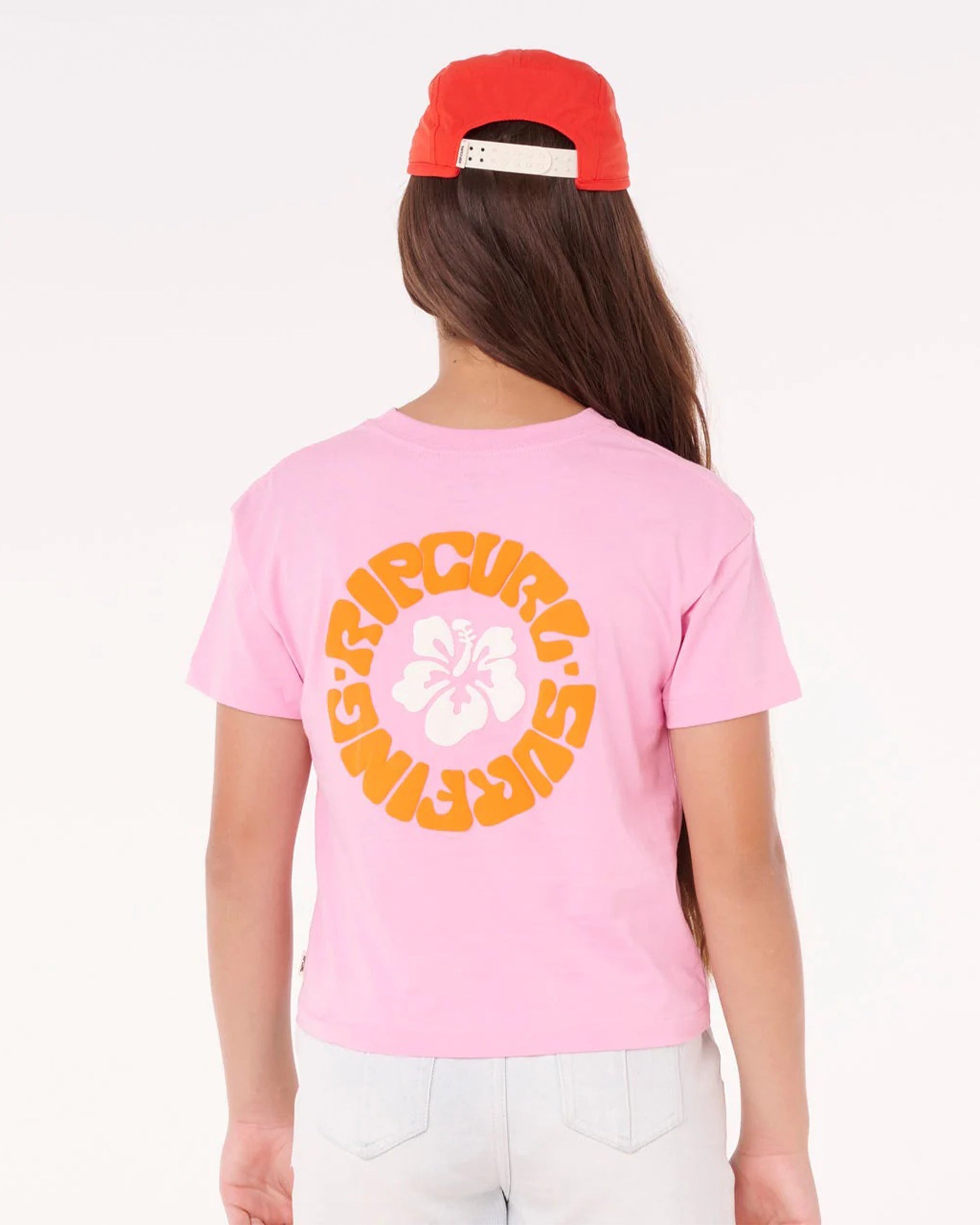 Rip Curl Girl's (8-16) Surf Puff Baby Crop Tee - Bright Pink
