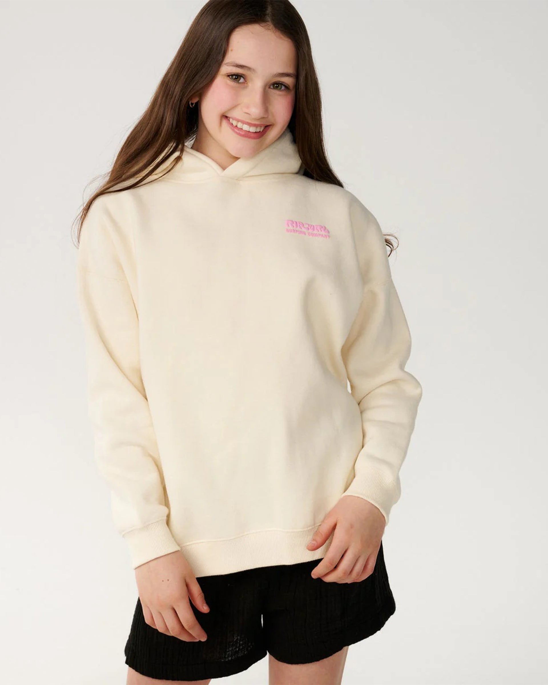 Rip Curl Girl's (8-16) Surf Puff Hood - Bone/Pink