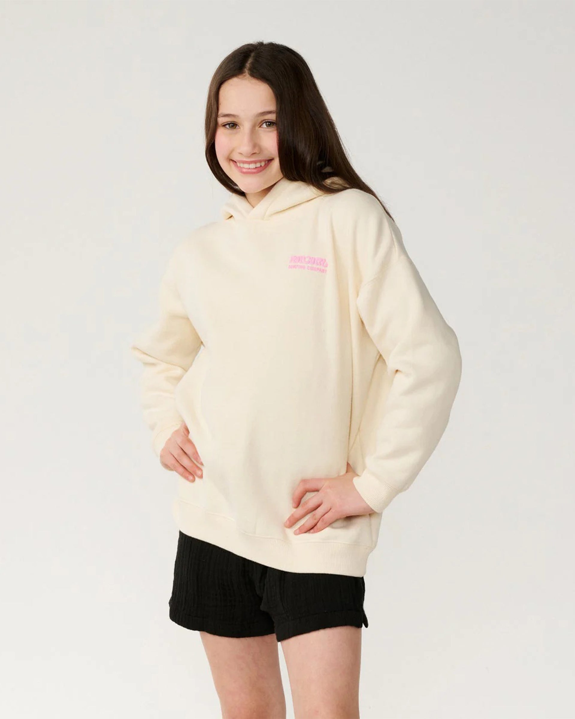Rip Curl Girl's (8-16) Surf Puff Hood - Bone/Pink