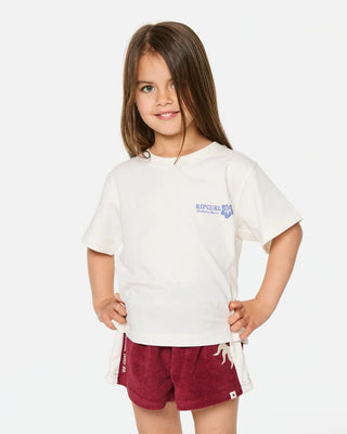 Rip Curl Girl's (1-8) Surf Puff Standard Tee - Bone/Blue