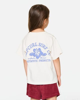 Rip Curl Girl's (1-8) Surf Puff Standard Tee - Bone/Blue