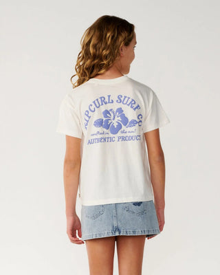 Rip Curl Girl's Surf Puff Relaxed Short Sleeve T-Shirt - Bone/Blue