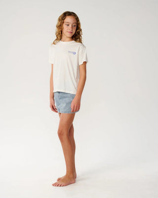 Rip Curl Girl's Surf Puff Relaxed Short Sleeve T-Shirt - Bone/Blue