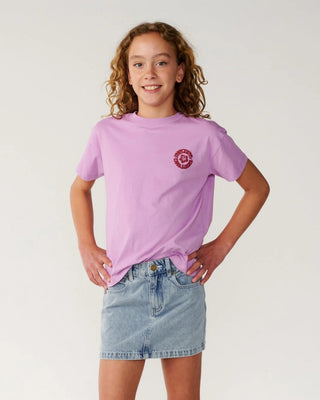 Rip Curl Girl's Surf Puff Relaxed Short Sleeve T-Shirt - Bright Lilac